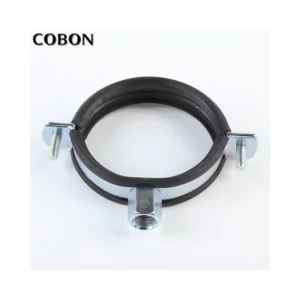 M10 Metal Galvanized Steel Zinc Plated One Screw Single Wall Mount M8+10 Pipe Clamp With Rubber and M8 Nut Rubber Pipe Hanger