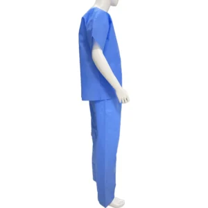 MOQ 1set Disposable PPE Scrub Suit Hospital Non Woven Medical Scrub Suits Set With Short Sleeves With Pant