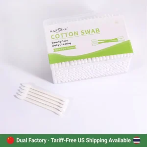 Made in China Thailand Options 300pcs Cotton Bud Paper Stick Cotton Swab with Square Box