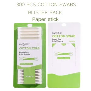 Makeup Remover 300 Pieces Cotton Swab White Double Circle Paper Stick Cotton Bud With Card Suction Package