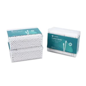 Makeup Removing Double Round Tip Cotton Bud 200pcs Bamboo Stick Cotton Swab with Square Box