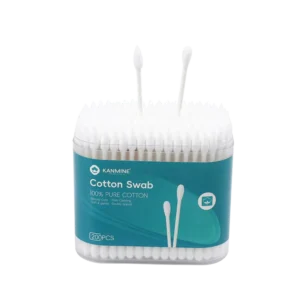 Makeup Removing Pointed Round Tip Cotton Bud 200pcs Paper Stick Cotton Swab with Square Box