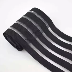 Manufacture Customized Flat Black Band Elastic Waist Fabric Fitness Fish Line Knitted Elastic Band for Medical Bandage