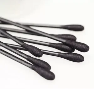 Manufacture in China Daily Ear Use Black Single Packing Plastic Cotton Swabs Paper Stick Cotton Buds