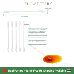Manufacturer Circle Ear Pick Head Cotton Swab 200pcs Paper Stick Cotton Bud With Square Box