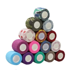 Manufacturer Custom Logo Easy Tear Self Stick Self Adhesive Adhesive Flexible Breathable First Aid Elastic Cohesive Bandage Roll
