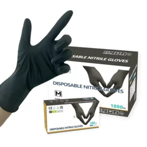 Manufacturer Customized Design Disposable Black Medical Nitrile Gloves Exam Grade Powder Free High Elasticity Anti static