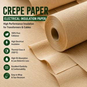 Manufacturer High Strength 6.5kV/mm in Oil Transformer Coil Wrapping Insulation Roll Crepe Paper