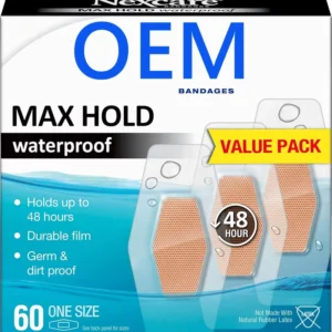 Max Hold Waterproof Bandages Stays on for 48 Hours Flexible Bandages for Fingers Knees and Heels 60 Pack Clear Waterproof