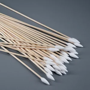 Medical 6 Inch Disposable Industrial Use Sterile Cleaning Disinfection Wooden Long Cotton Swabs