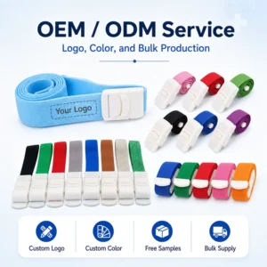 Medical Buckle Snap Type Tourniquet with Customized Logo or Color Bands Elastic Belt