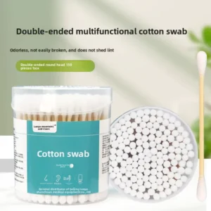 Medical Class I Double Ended Disposable Sterilized Cotton Swabs with Pointed Round Head for Ear Cleaning and Makeup