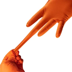Medical Disposable 8 Mil Light Orange Diamond Nitrile Gloves Powder Free Latex Free Safety Gloves in a Box of 100