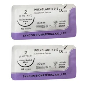 Medical Disposable Absorbable 1 2 Circle Round Bodied 26mm 75cm Surgical Vicryll 3 0 Surgical Suture for Pet