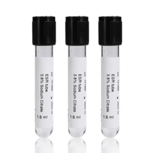Medical ESR Tube Vacuum Blood Test Tube Black Top PET Glass Material Blood Volume Sample Collection CE Certified Class