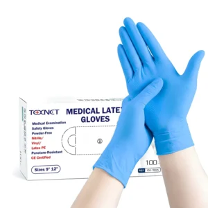 Medical Examination Safety Gloves Powder Free Nitrile Vinyl Latex PE Unbreakable CE Certified 9″ 12″ Sizes TEXNET Brand