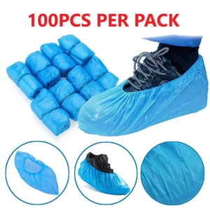 Medical Grade Disposable CPE Shoe Covers 100pcs Pack for Laboratory