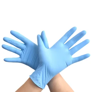 Medical Grade Pack of 100 Textured Fingertips Black Blue Nitrile Gloves