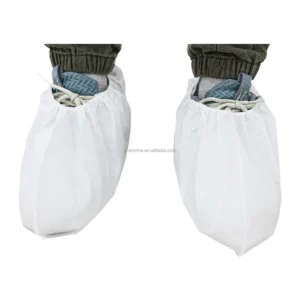 Medical Grade White Disposable Shoe Covers PS Non Woven Non Sterile Waterproof Breathable Dustproof One Size Fits All Class