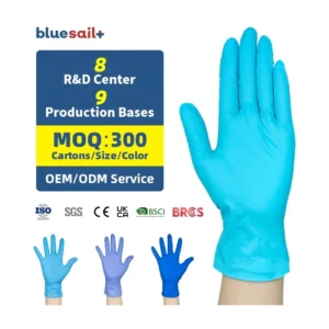 Medical Nitrile Examination Gloves Nurse Aged Care Waterproof 3mil Disposable Powder Free Lake Blue Nitrile Gloves for Hospital