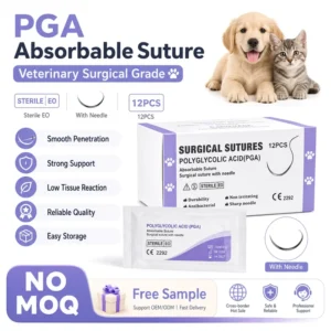 Medical PGA Suture NO MOQ CE ISO Certified Synthetic Absorbable Polyglycolic Acid Surgical Sutures with Needle