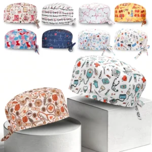 Medical Scrub Caps for Women Men Nursing Hat Adjustable Short Hairs Pet Clinic Chef Working Cap