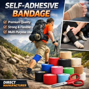 Medical Self Adhesive Bandage Wrap Breathable Cohesive Elastic Bandage Tape for Sports and First Aid