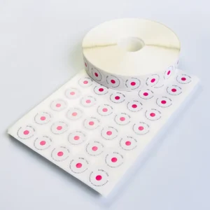 Medical Self Adhesive Chemical EO Gas Sterilization Indicator Label 30mm Diameter Red to Blue Color Change Coated Paper