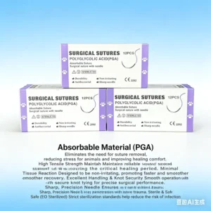 Medical Sterile Absorbable 3 0 4 0 5 0 Polyglactin 910 Vicry Nylon Silk PGA Dog Veterinary Surgical Suture 75cm Practice Clinic