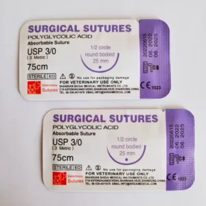 Medical Surgical Veterinary Surgical Instruments Absorbable Polyglycolic Acid PGA Sutures Monofilament Veterinary Needle