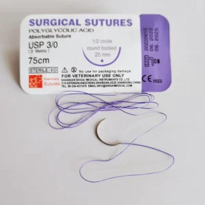Medical Surgical Veterinary Surgical Instruments Sterile Absorbable Polyglycolic Acid PGA Sutures Veterinary Needle