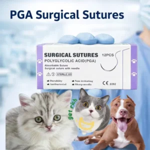 Medical Veterinary PGA Monofilament Disposable Sterilized Vet Surgical Sutures with Needle