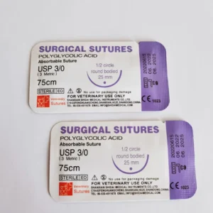 Medical Veterinary Surgical Instruments Absorbable Polyglycolic Acid PGA Surgical Suture with Needle