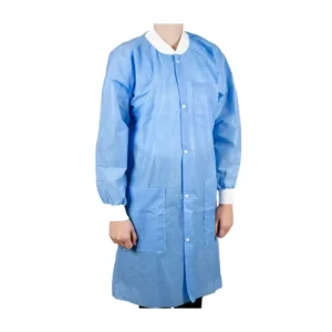 Mediunion Disposable Tech Lab Coats Cleanroom Safety Clothing Level D Protection Dust proof Blue SMS Knitted Sleeves