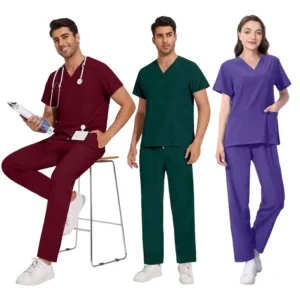 Men Women Quick Dry Beauty Salon Nurse Uniforms Sets Doctor Medical Dental Hospital Uniform Sets Straight Pants Scrubs Suits
