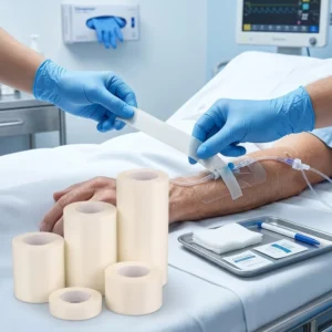 Micropore Surgical High Viscosity Low Sensitization White Silk Fabric Easy to Tear Breathable Tape for Dressing Fixation
