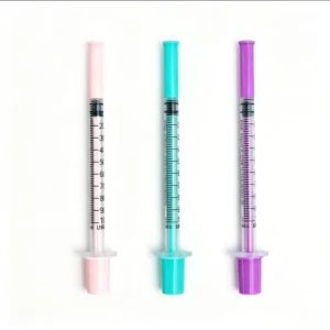 Multiple Colors Insulin Syringe with Needle Sterile Peptide Injection Suitable for Liquid Dispensing 6mm Purple Color