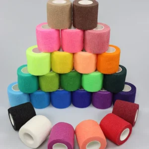Natural Gum Series Self-Adhesive Breathable Flexible Elastic Bandage 2.5cm Width 4.5m Length Solid Color Easy Tear Tattoo Sports