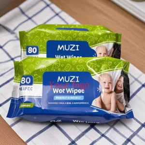 Natural Ingredient Baby Wipes 80pcs 15*20cm 50gsm with Aloe Vera and Vitamin E Gentle and Moisturizing Wet Wipes