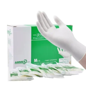 Natural Latex Disposable Gloves Curled Cuffs Flexible Anti Slip 23cm Length General Purpose Medical Examination Gloves