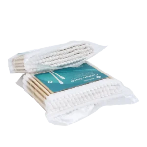 New Design Global Warehouse Cotton Bud 100pcs Bamboo Stick Cotton Swab with pp Bag