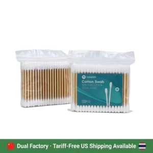 New Packaging Cotton Bud 100pcs Bamboo Stick Cotton Swab with PP Bag