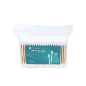 New Packaging Double Round Tip Cotton Bud 200pcs Bamboo Stick Cotton Swab with pp Bag