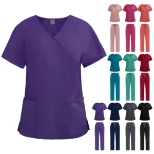 New Unisex Nursing Work Clothes Hospital Uniforms Set Beauty Salon Dental Lace up Tops Straight Pants Medical Scrubs