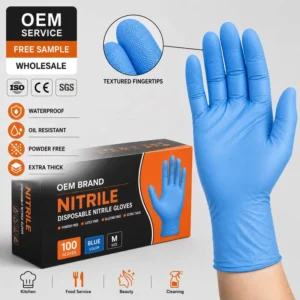 Nitrile Disposable Gloves Blue Powder Free Latex Free Silicone Free Examination Gloves Medical Use