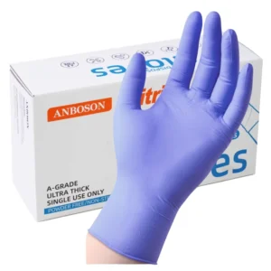 Nitrile Gloves 5MIL 6MIL 12 Inches Touchscreen Diamond Texture Powder Free Clear Blue Disposable