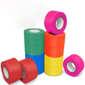 No Adhesion 12 Pack Orange Flagging Tape Plastic Ribbon Neon Marking Roll 1inch*600ft Marking Tape for Tree Marking