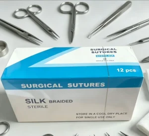 Non Absorbable Silk Suture 3-0 4-0 5-0 Braided Black Surgical Suture with Needle 45cm 75cm