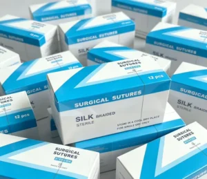 Non Absorbable Sutures Braided Silk Polyester Mono Nylon Surgical Suture with Needle 2-0 3-0 4-0 45cm 75cm PP