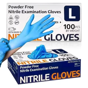 Non Steril Grade Disposable Powder Free Blue Nitrile Examination Gloves Finger Texture